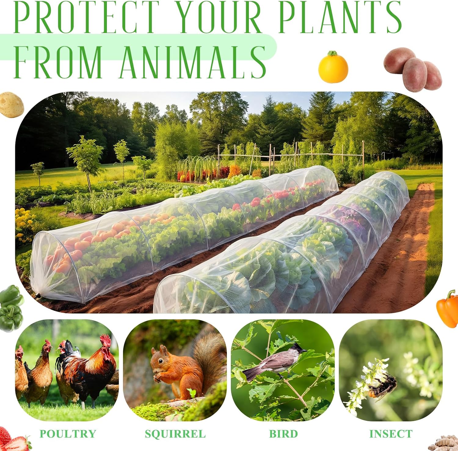 1 Pcs 18 x 118 inch Mesh Garden Greenhouse Tunnel Netting Protection Netting Pest Barrier Vegetable Plant Ultra Fine
