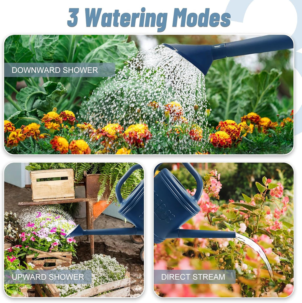 2 Gallon Garden Watering Can, Plastic Outdoor Watering Can for Plants | Removable Long Spout, Plastic Water Can