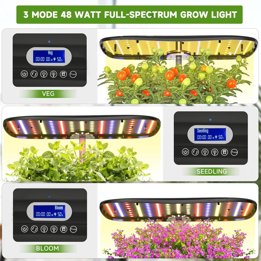 Fulsren Indoor Garden Hydroponics Growing System Kit 12Pods, Vegetable Growth Lamp Countertop with LED Grow Light