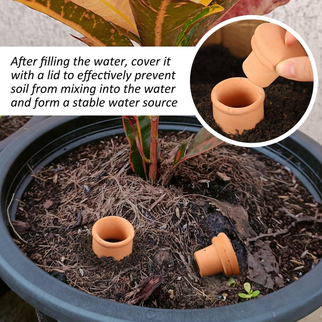 3pcs 10*3.5*3.5in Ollas Self Watering Planter Watering System 30.5oz Plant Watering Globes Clay Watering Pot with lid