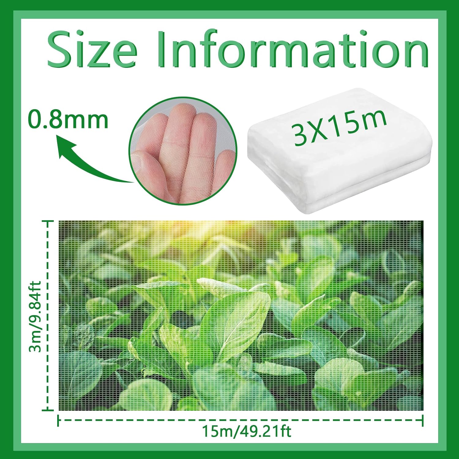 Benvo Garden Netting Plant Cover Net Mesh Protection Hoops for Vegetables Fruits Flowers Trees Crops to Grow Better Bug
