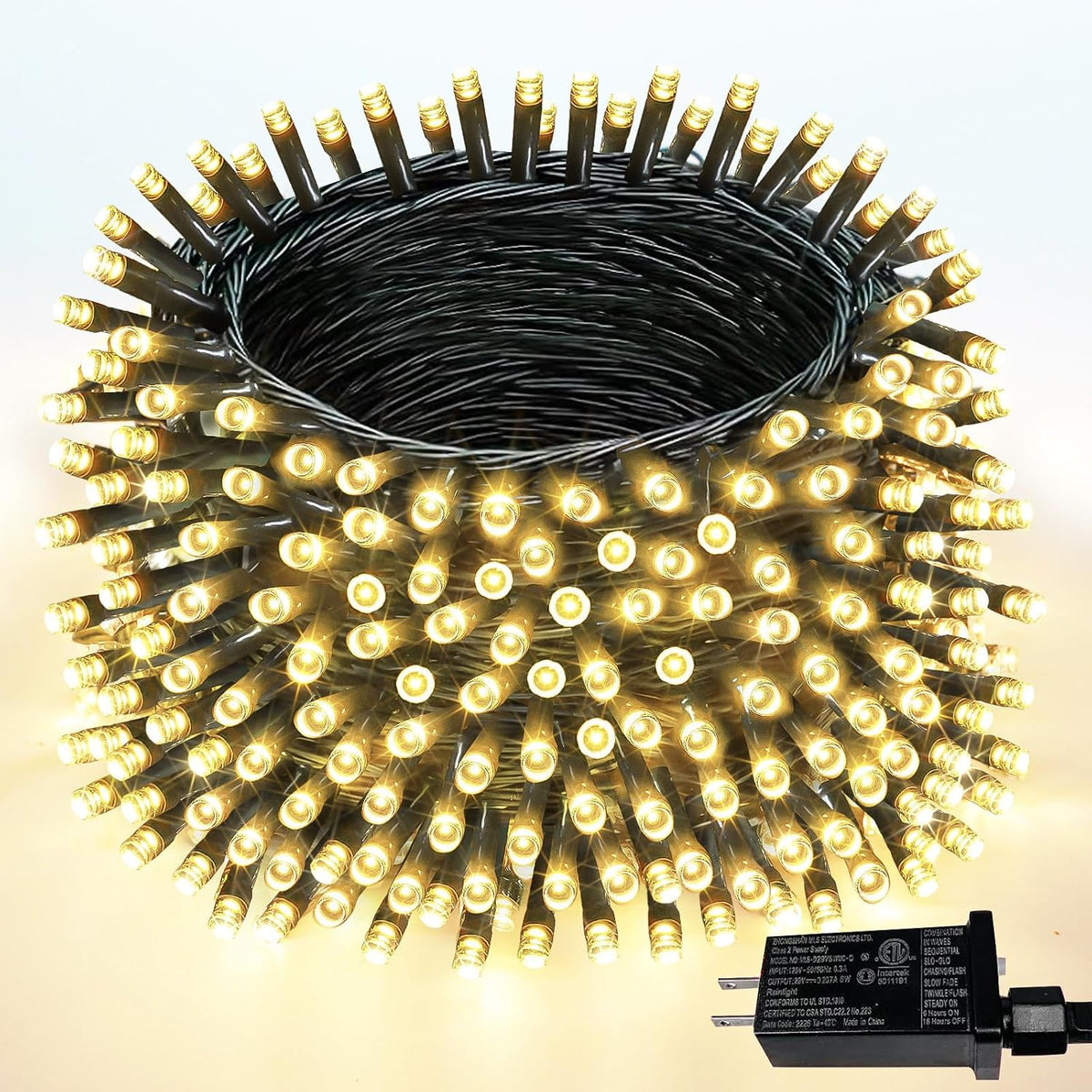 Extendable 108 FT 300 LED Christmas String Lights Indoor Outdoor Warm White