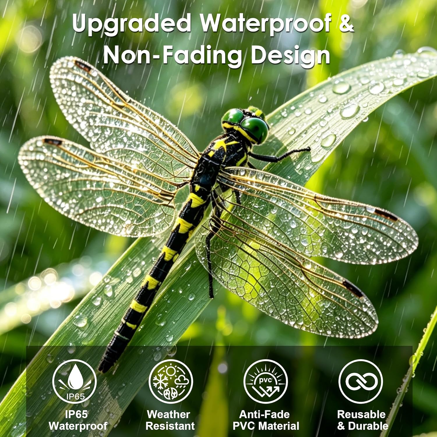 12 Pack 3D Dragonfly Clips, Fake Dragonflies with Stakes, Realistic Plastic Dragonfly Garden Decorations, Fly Deterrent