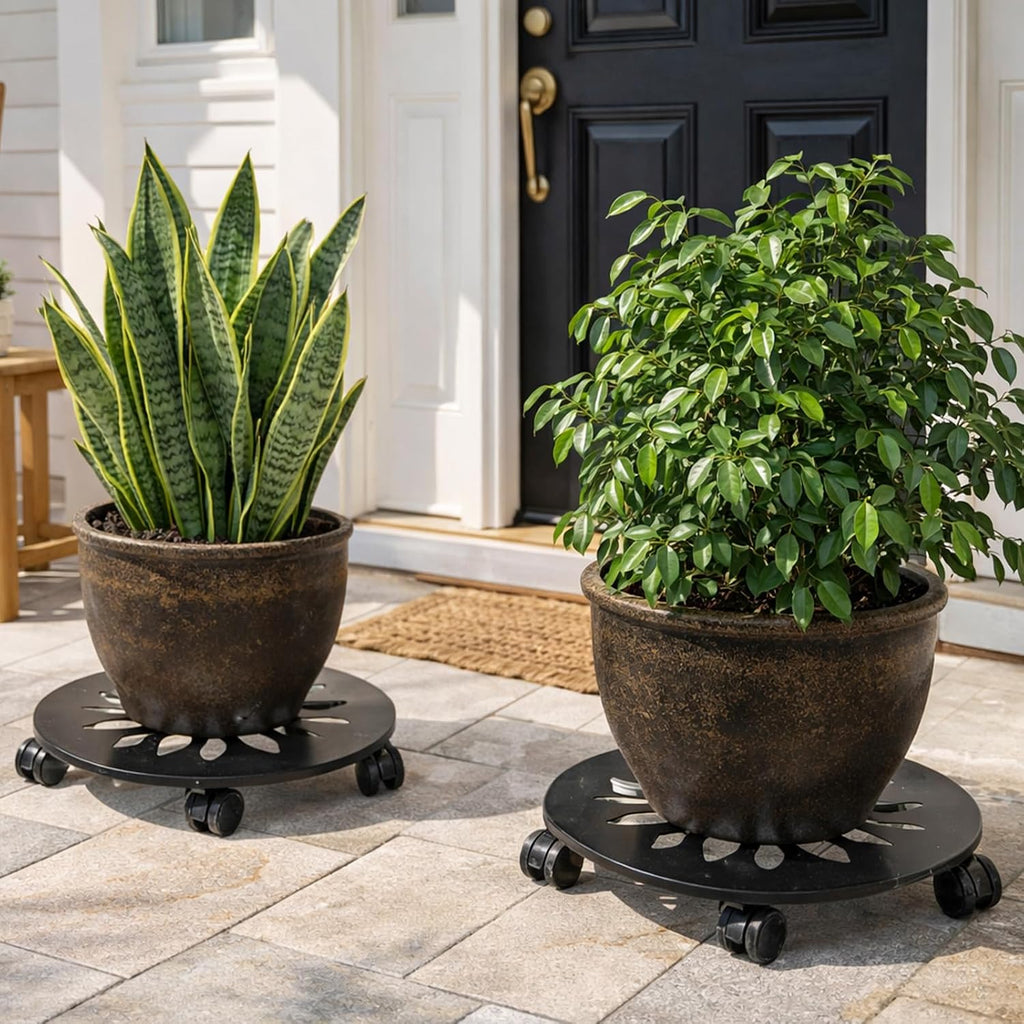 13.5 Inch Plant Caddy with Wheels, 3 Pack Rolling Plant Stand Rollers with Casters Metal Plant Dolly with Wheels Heavy