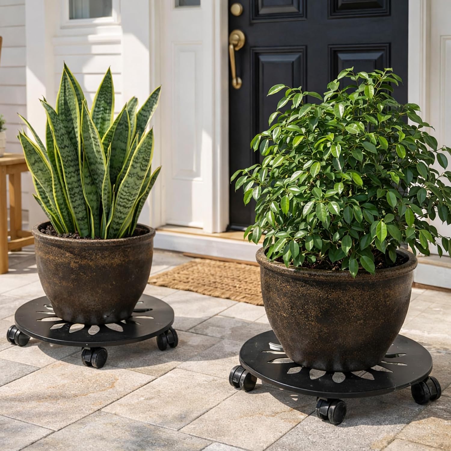 13.5 Inch Plant Caddy with Wheels, 3 Pack Rolling Plant Stand Rollers with Casters Metal Plant Dolly with Wheels Heavy