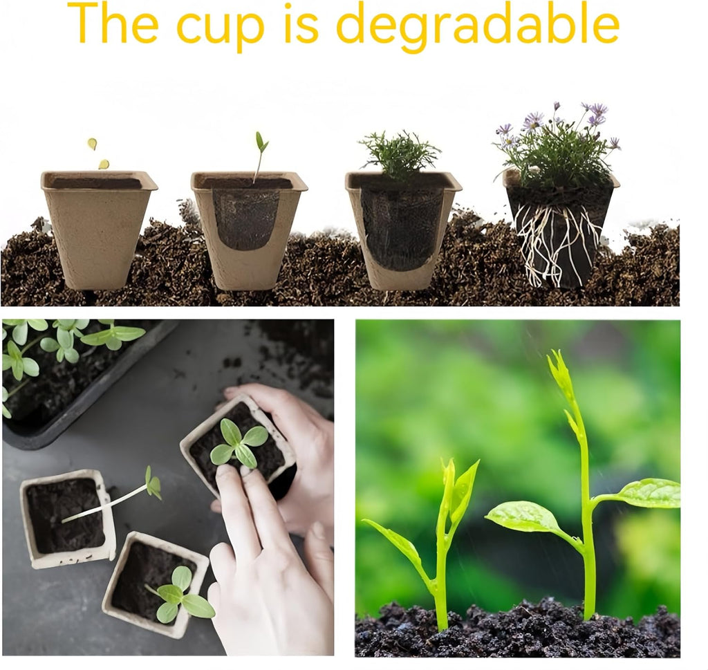 480 Cells Seed Starter Tray, 48 Pack Biodegradable Peat Pots, Seed Starter Kit for Seedlings with 48 Labels