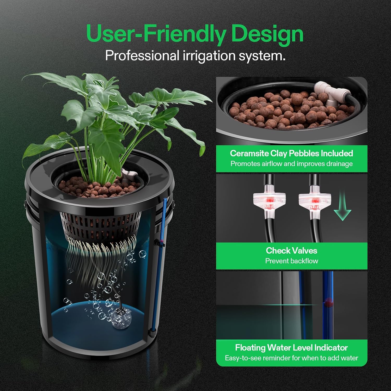VIVOSUN DWC Hydroponics Grow System with Top Drip Kit 4 Buckets | 5-Gallon Deep Water Culture, Recirculating Drip