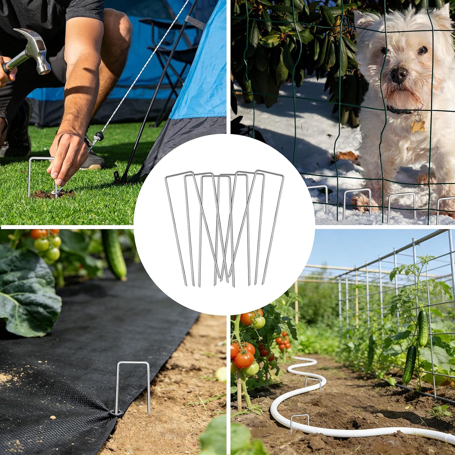 6 Inch 500 Pack U-Shaped Galvanized Garden Stakes, 11 Gauge Landscape Staples, Landscape Fabric pins,Ground Stakes,Yard