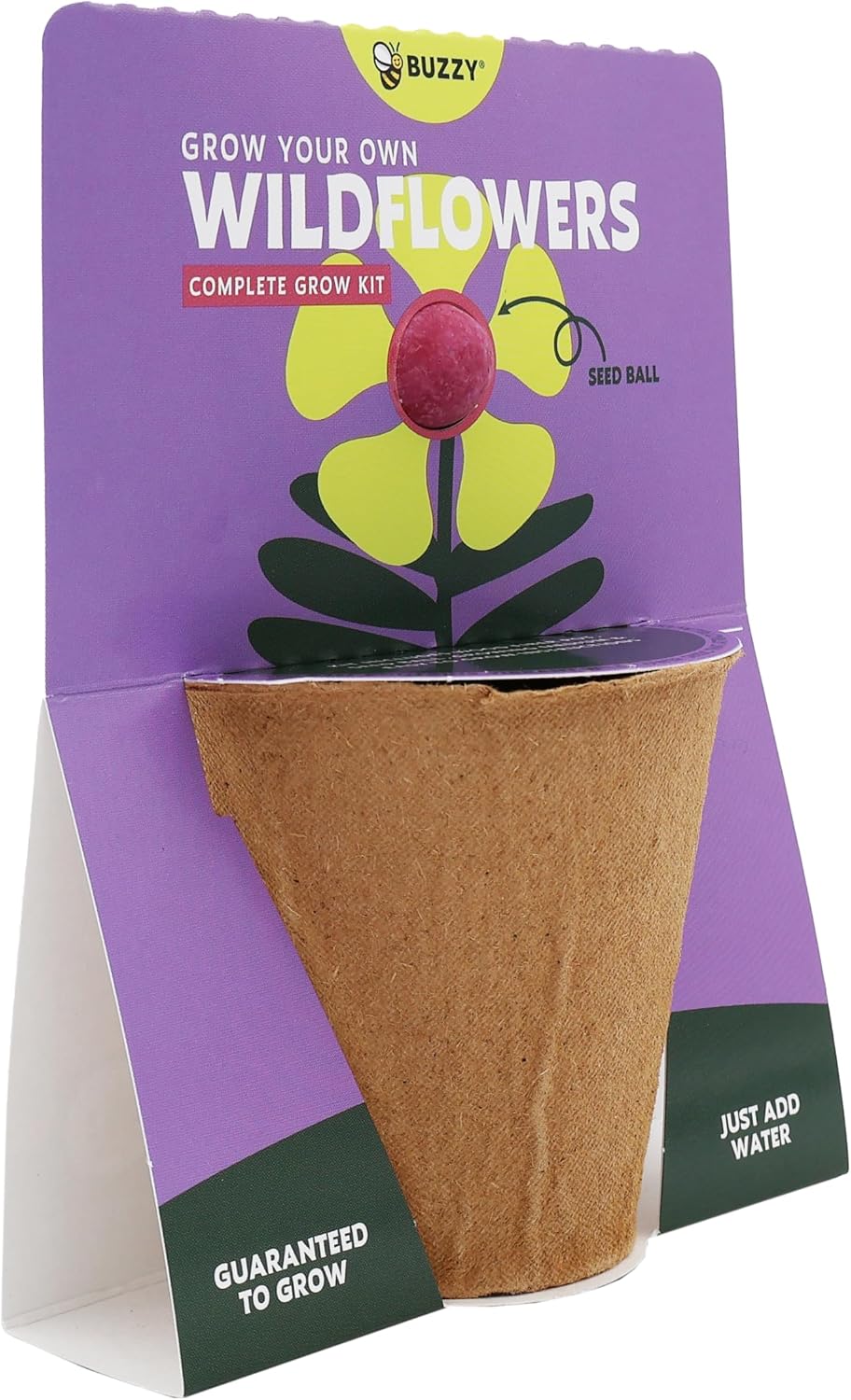 BUZZY Seeds Wildflower Seed Ball Cup 6-Pack – Over 50 Seeds Per Ball, Colorful Decorative Seed Balls in Biodegradable