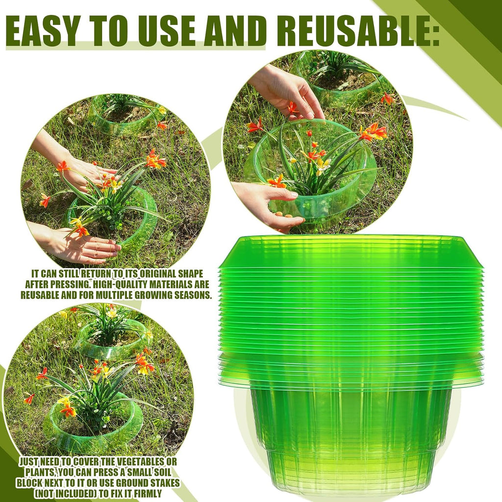 Cinnvoice 25 Pack Slug Snail Plant Collars, Plastic Garden Cloches, Slug Snail Defense Tool Collar for Outdoor Indoor
