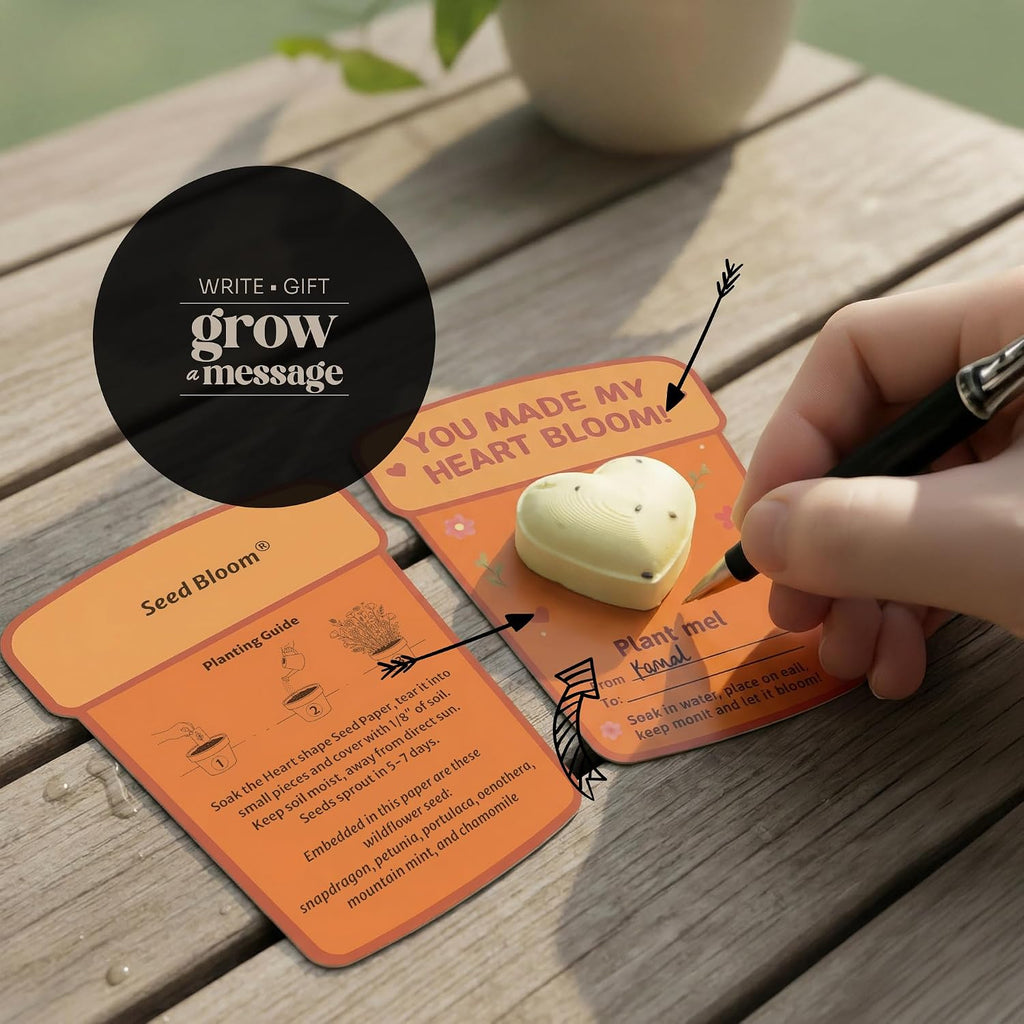 24-Count Plantable 3D Heart Wildflower Seed Bomb Favors | Includes cards and double-sided tape; ideal for birthdays