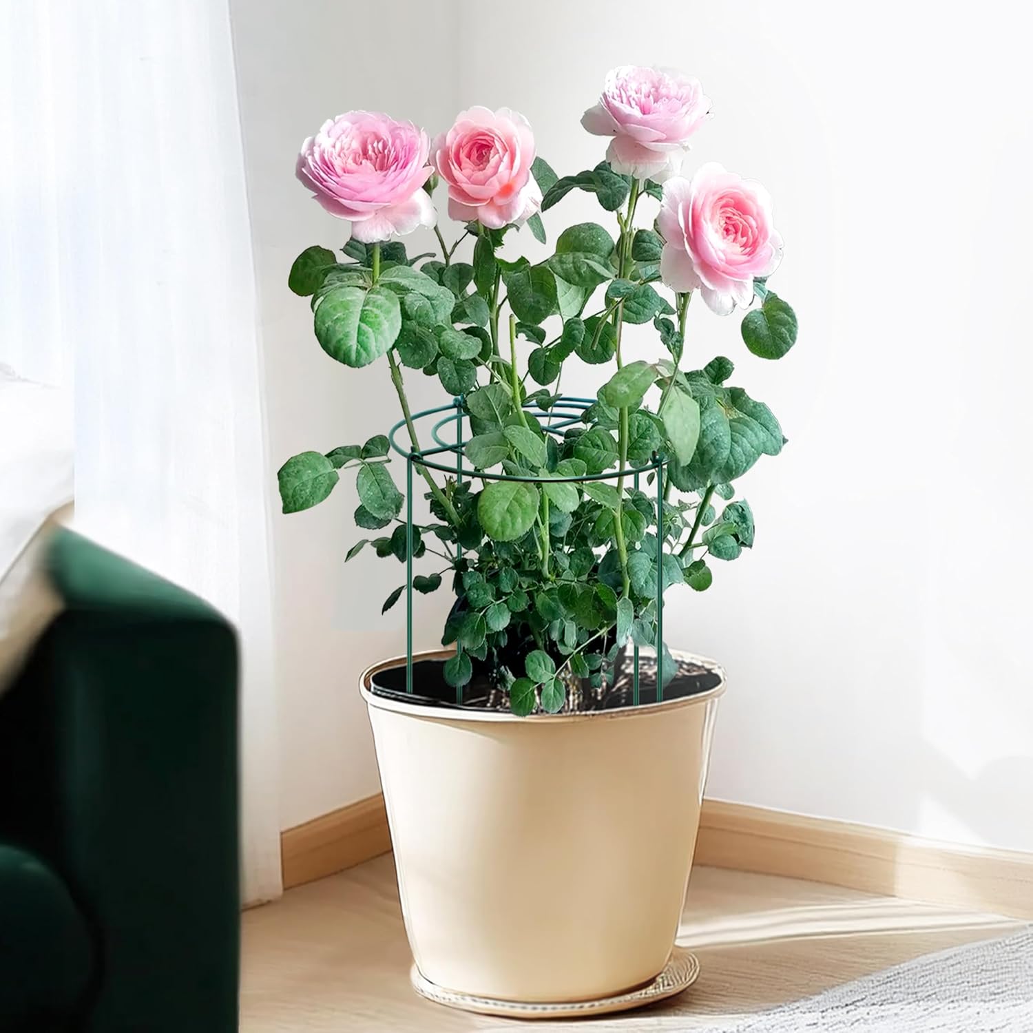 4pack Peony Cages and Supports, 14 x 32 Inch Four Legs Peony Cage, Heavy-Duty Peonies Support Cages, Peony Ring for
