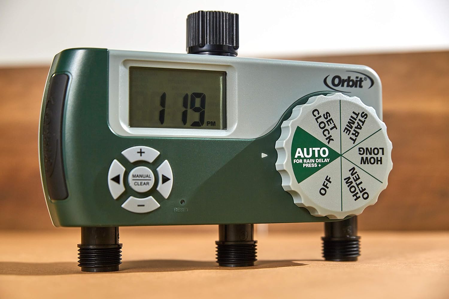 Orbit Programmable Digital Hose Watering Timer - 3 Outlet - Battery Powered - with LCD Screen - Built-in Rain Delay