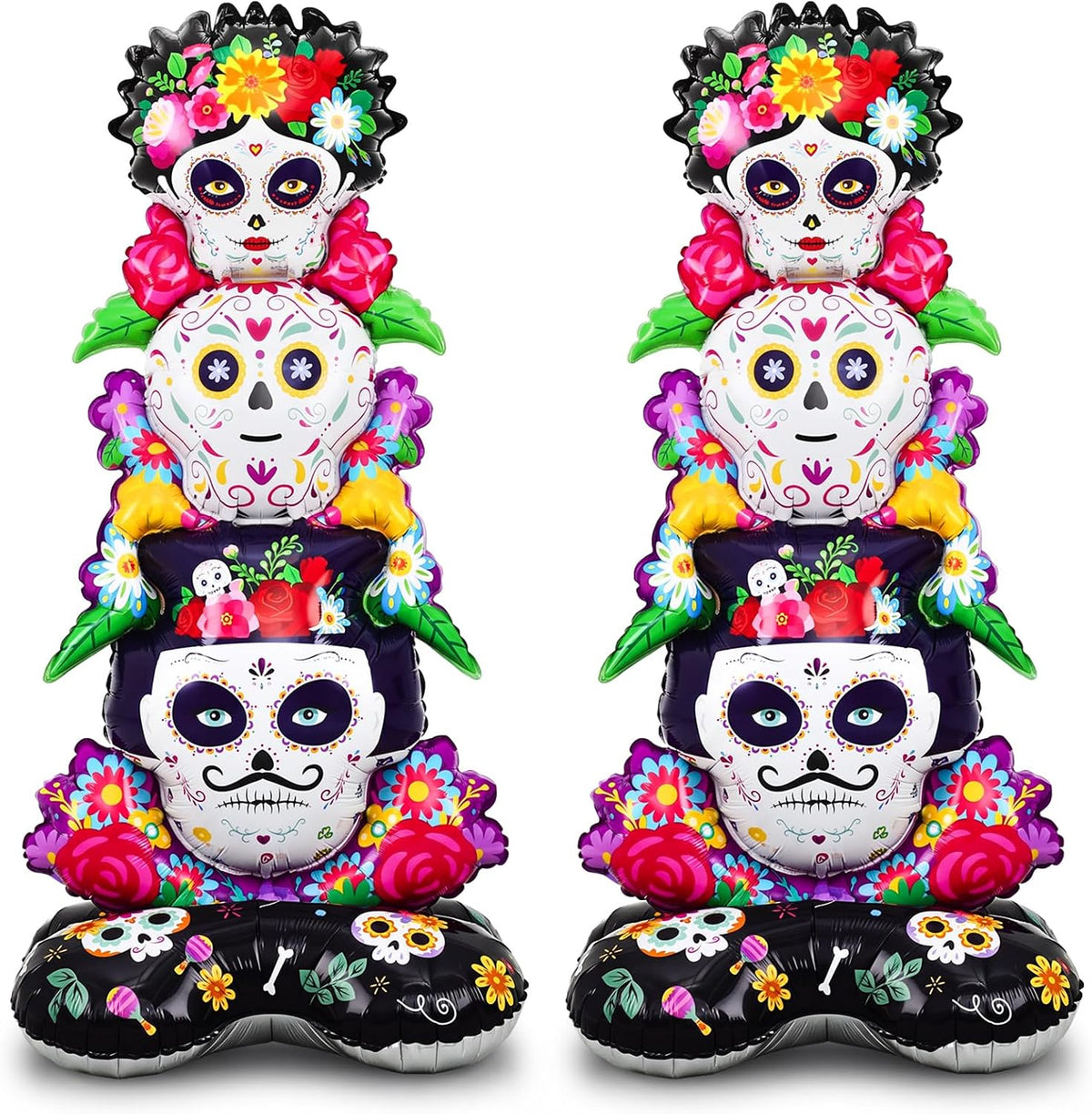 Soulchen 2 Pcs Day of The Dead Sugar Skull Balloon Dia De Los Muertos Decor