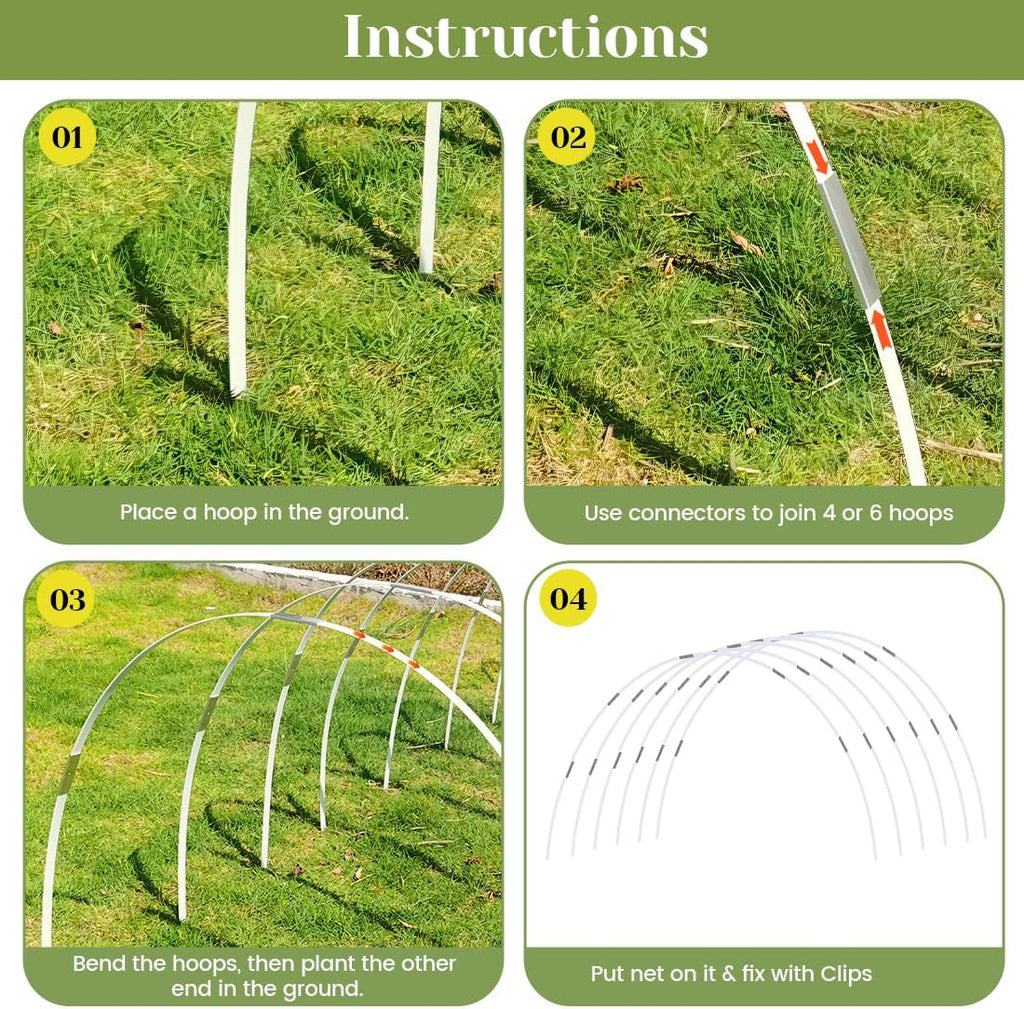 Garden Hoops 36pcs (M Size), Sunwuk Greenhouse Hoops for 2.5-5.5ft Wide Raised Bed, 6 Sets of 8.5ft Long Super Bendable