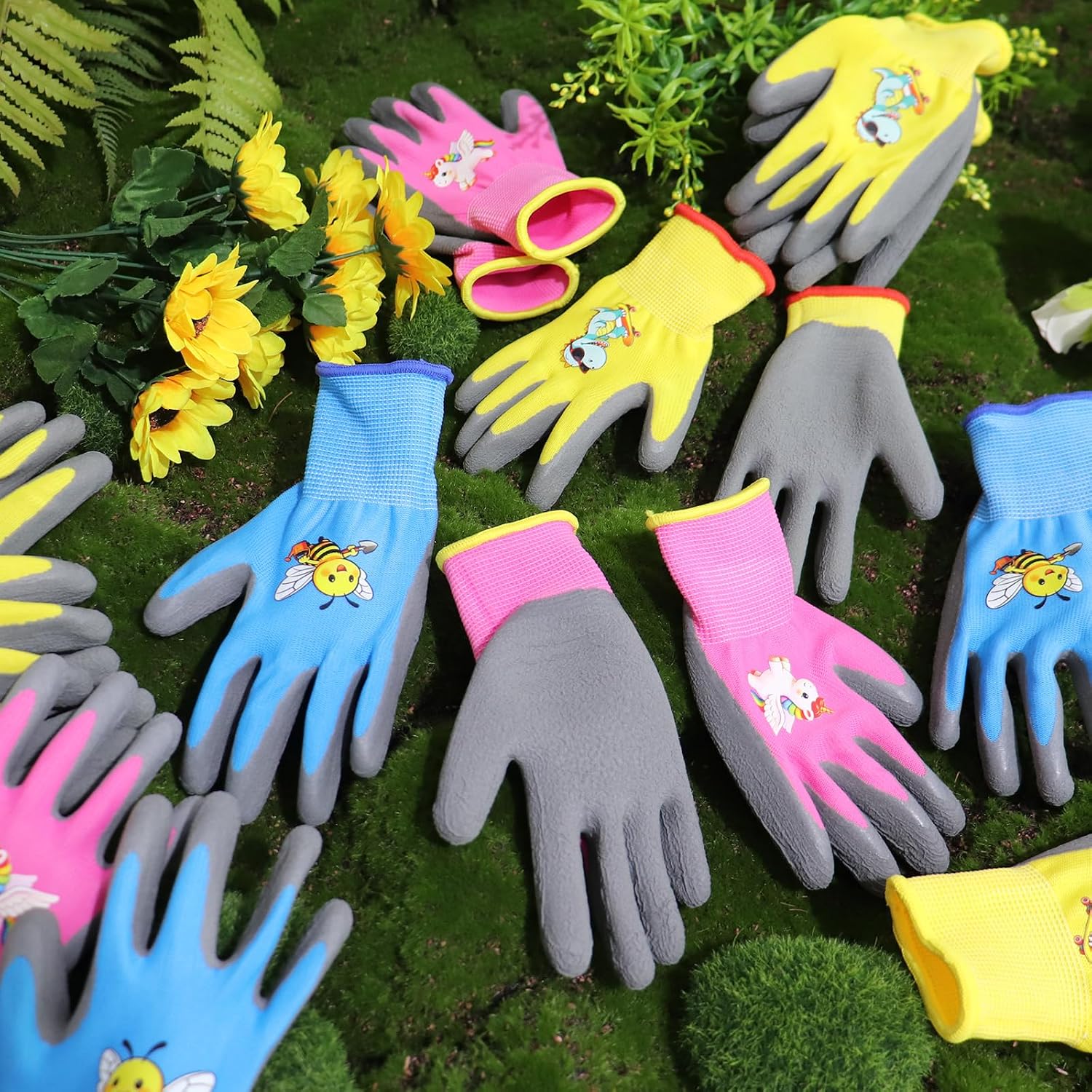 36 Pairs Kids Gardening Gloves Bulk Class Supplies (Medium (Age 6-9)) | for School Groups Children Waterproof Work