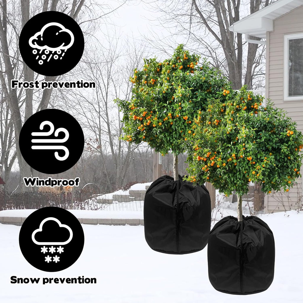 4 Pack Plant Winter Protection Pot with Drawstring and Zipper,17.7" x19.7"Plant Pot Covers,Flower Pot Protection