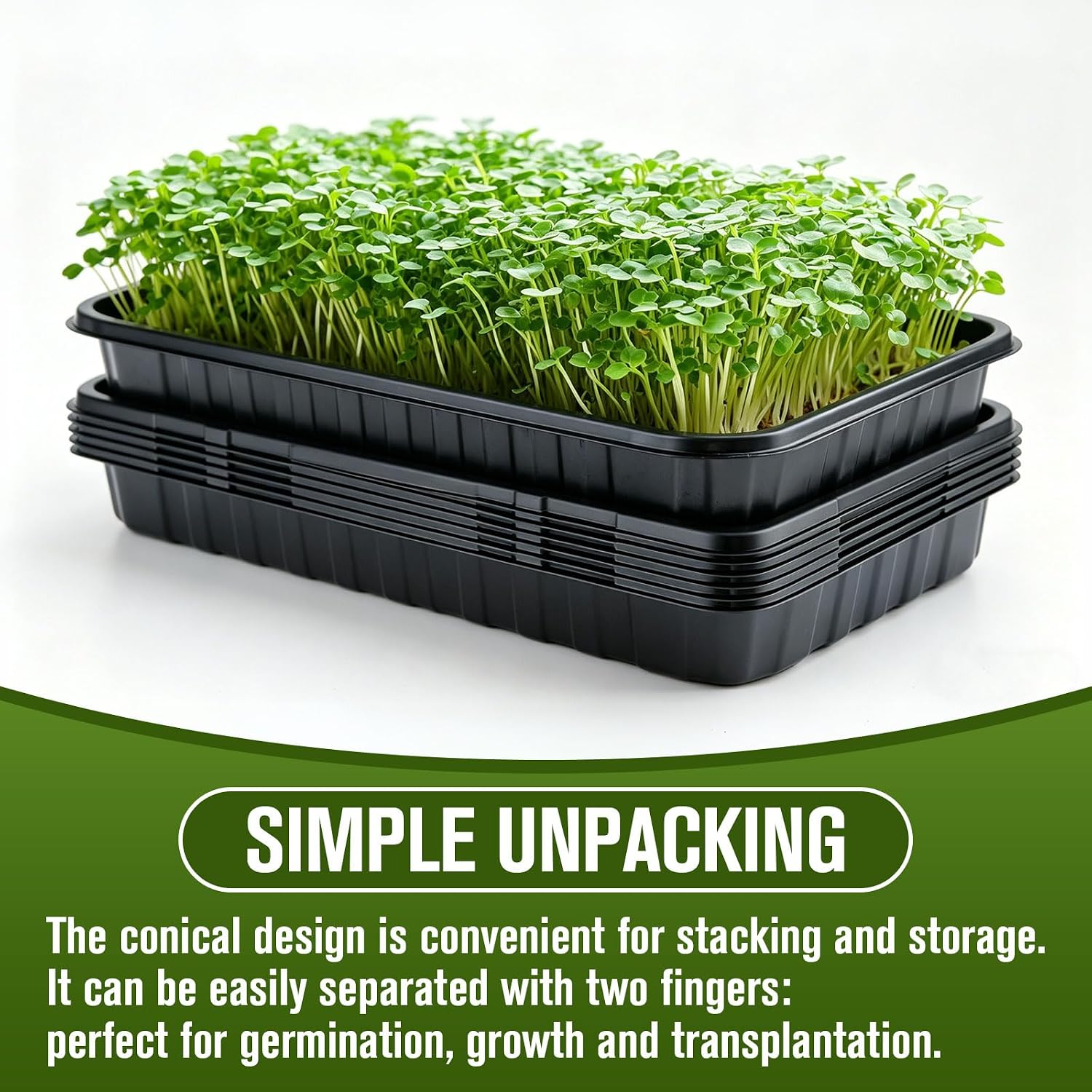 CMOOD 10 Pack 1020 Trays Heavy Duty Extra Thick Seed Starting Trays, Plant Trays for Seedlings, Plant Germination