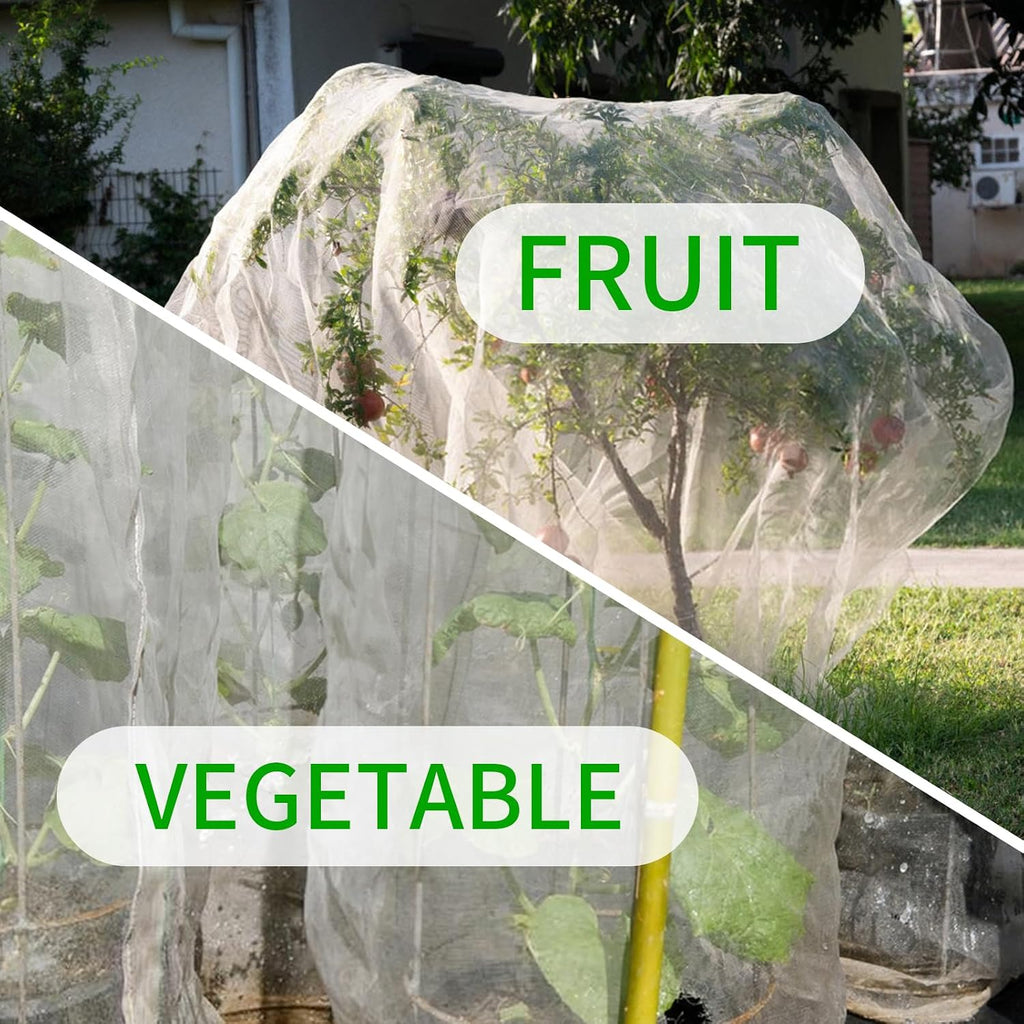 Large Fruit Tree Netting, Cookmaster 10x10Ft Insect Bird Barrier Netting with Drawstring and Zipper, Garden Netting