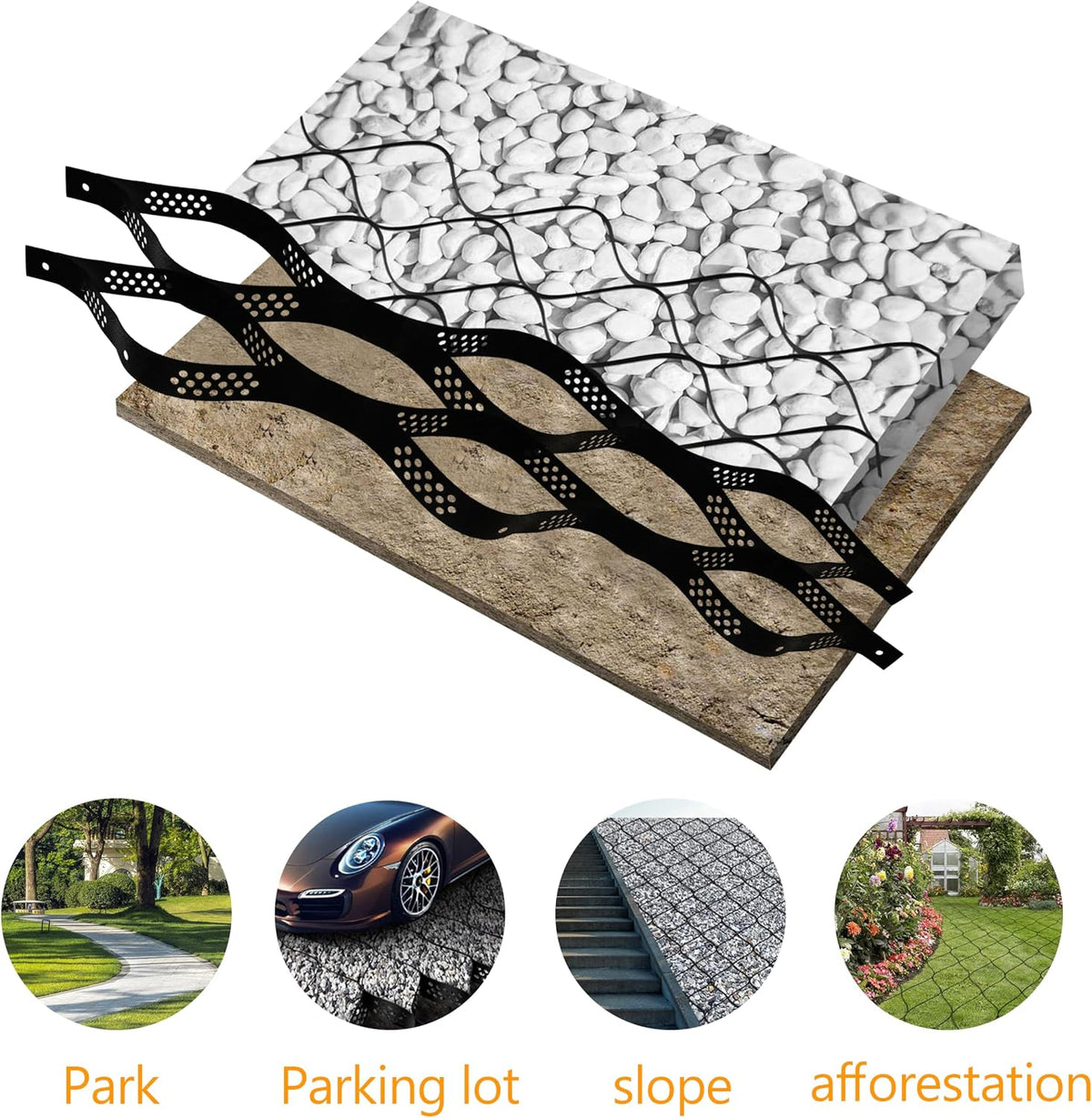 Sunnyglade 2" Thick Ground Grid 40 x 4 FT, Gravel Retainer 1880 lb/sq ft | Geocell Ground Grid Pavers Geo Grid Driveway