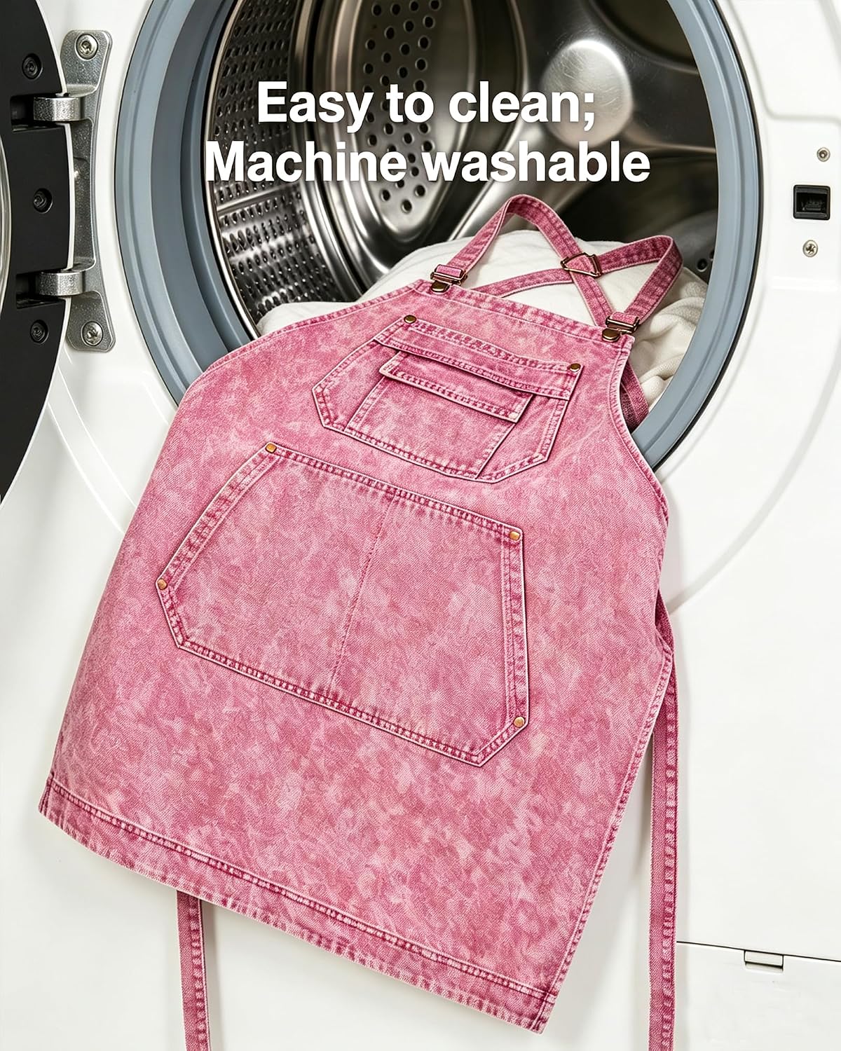 Denim Apron with Pockets for Hair Stylist Adjustable Straps Tool Apron Gardening Jean Work