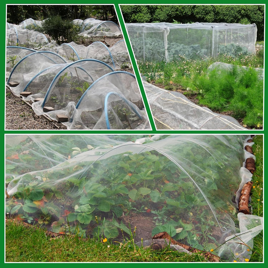 Benvo Garden Netting Plant Cover Net Mesh Protection Hoops for Vegetables Fruits Flowers Trees Crops to Grow Better Bug
