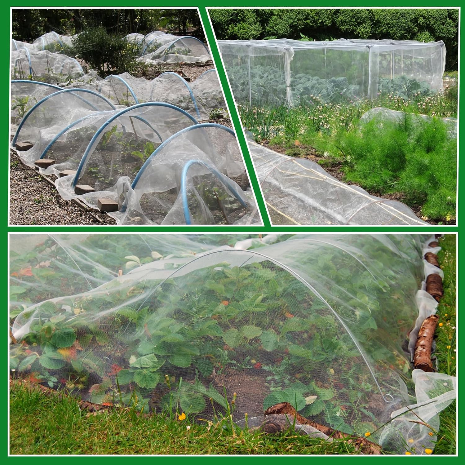 Benvo Garden Netting Plant Cover Net Mesh Protection Hoops for Vegetables Fruits Flowers Trees Crops to Grow Better Bug