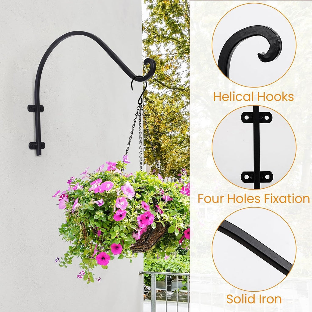 16 Inch Plant Hangers Outdoor,6 Pack Heavy Duty Plant Hanger Bracket | Hanging Basket for Plants Outdoor Brackets,80lbs