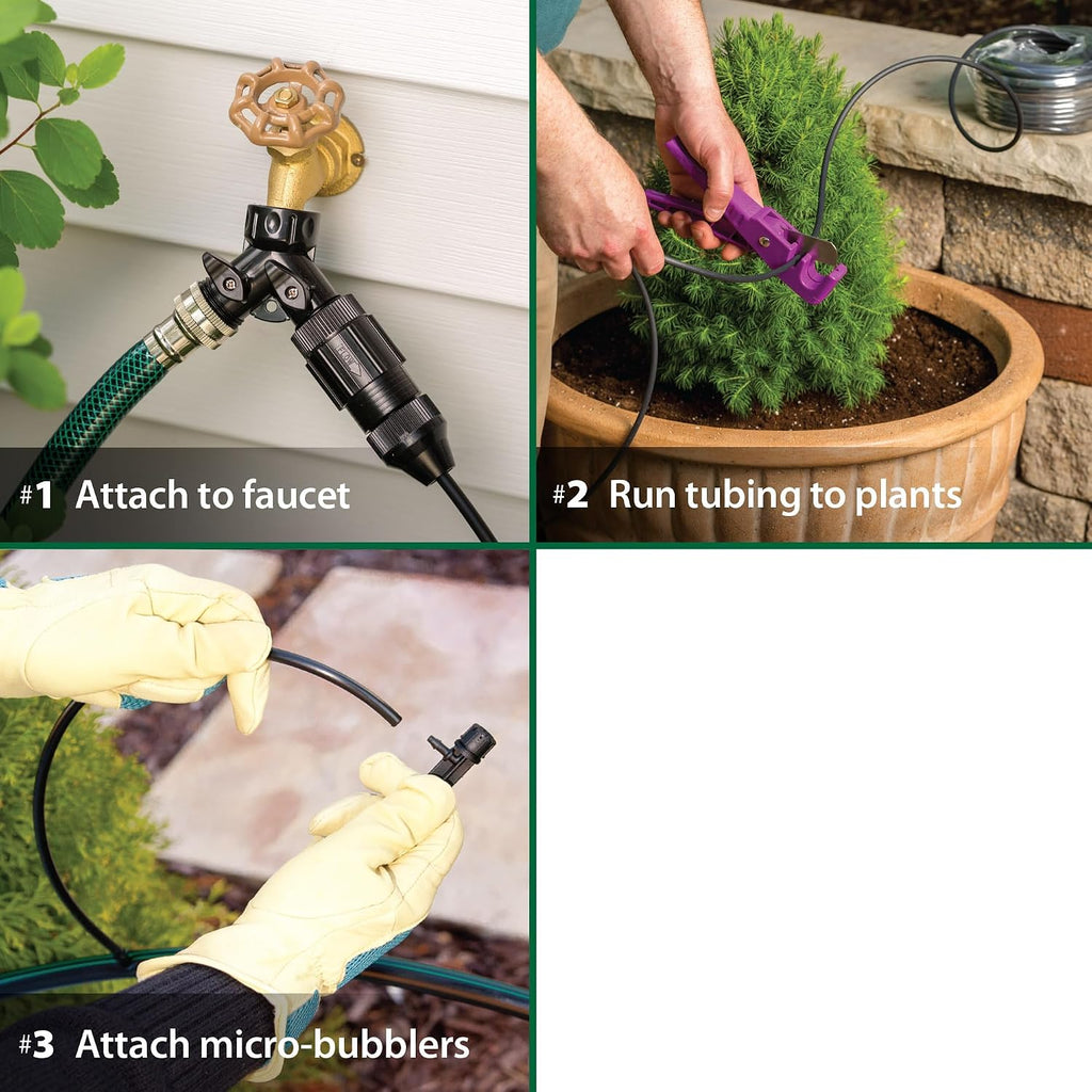Rain Bird POTTEDKIT Drip Irrigation Kit, Full Circle, 1/4"