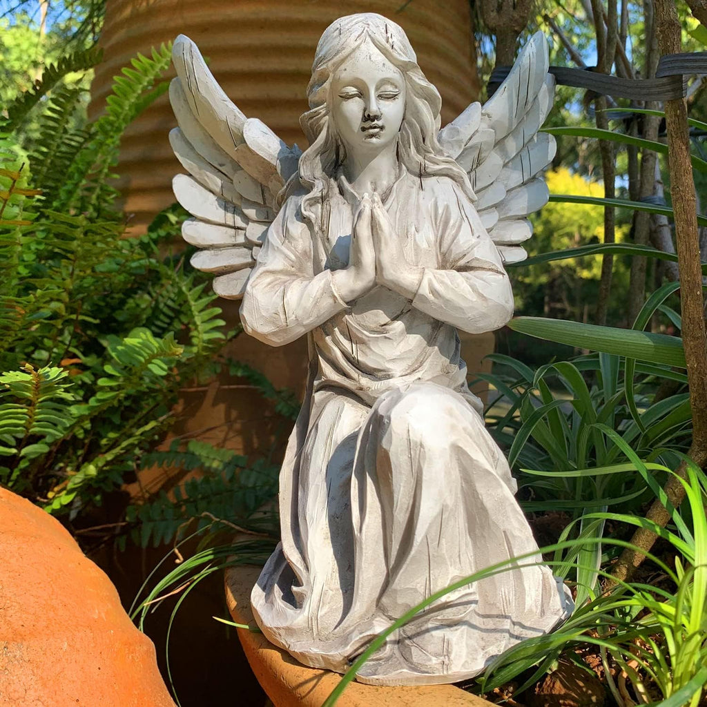 Praying Angel Garden Statue, Religious Fairy Sculpture Waterproof Decorative Figurine Art Decor for Patio, Lawn, Yard