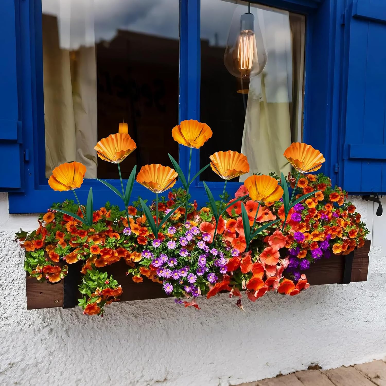 5 Pack Metal Flowers Garden Stake Decor for Outside 25. 2 Inch Metal Flowers Stakes Garden Decorations for Outdoor Yard