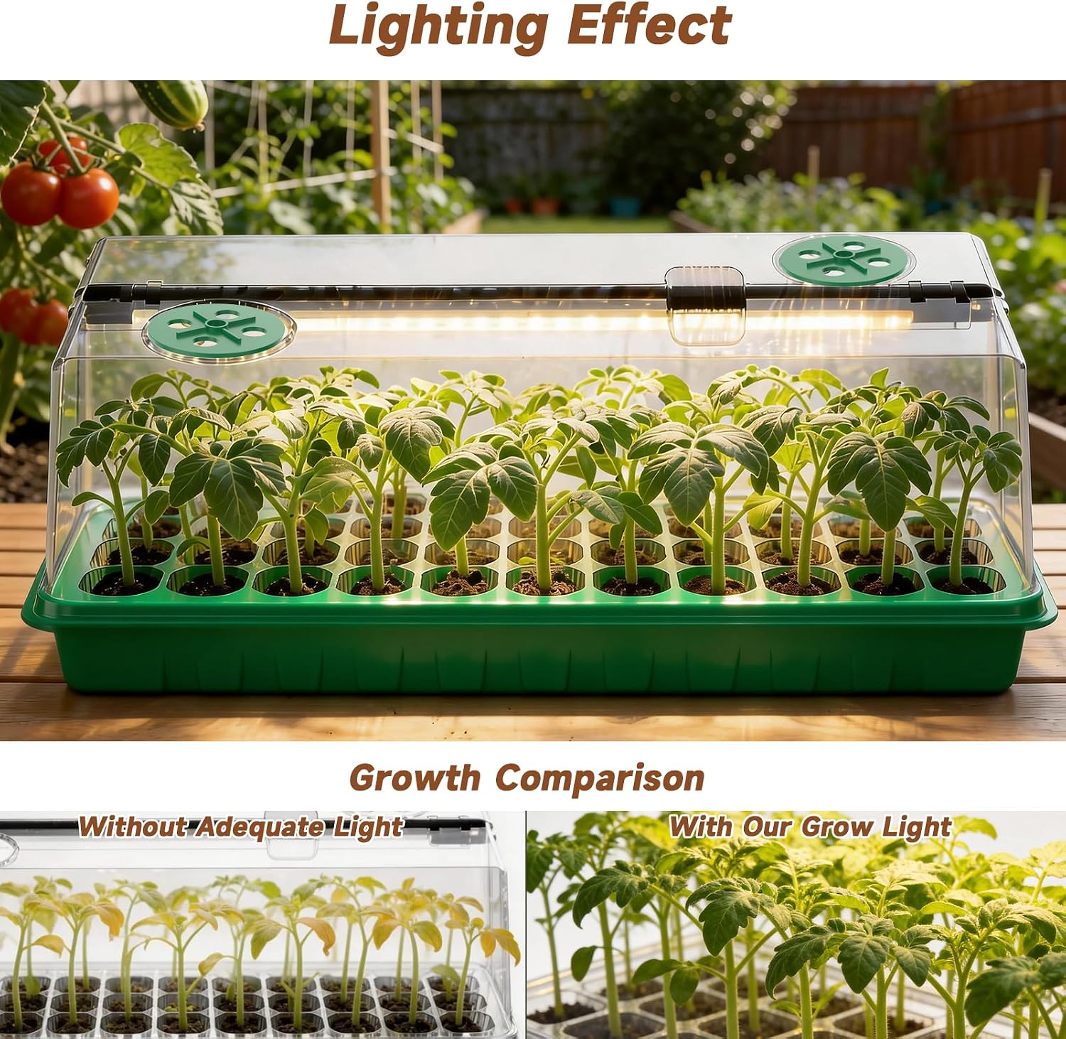 72 Cells Seed Starter Tray with Grow Light, Seed Starter Kit Full Spectrum with 5 Dimmable Brightness & Timer, Indoor