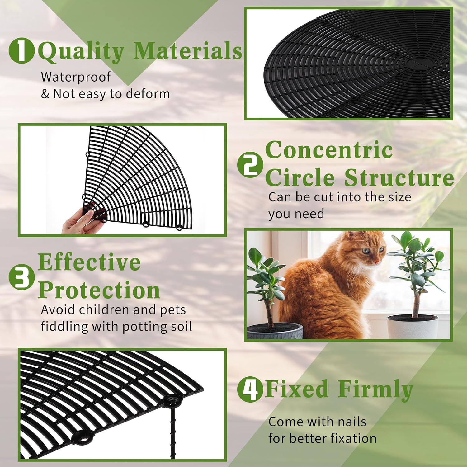 Sawysine 3 Pcs Plant Pot Cover Plant Protector from Animal Flower Pot Grid with Center Cutout Flower Cover Soil