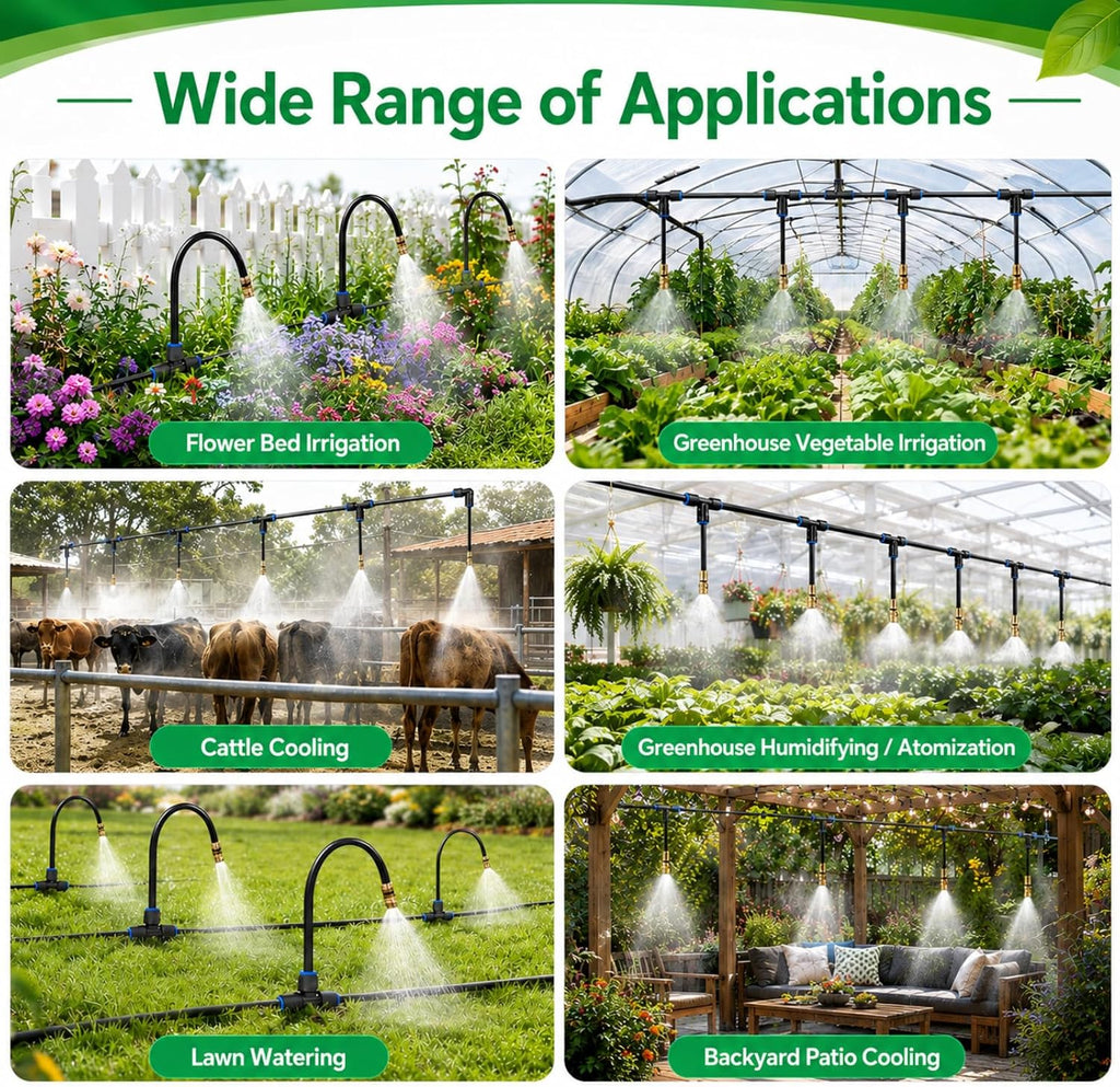 240FT Drip Irrigation System with Adjustable Nozzles | 1/4-Inch Tubing, Flexible Garden Layouts, Adjustable Spray and