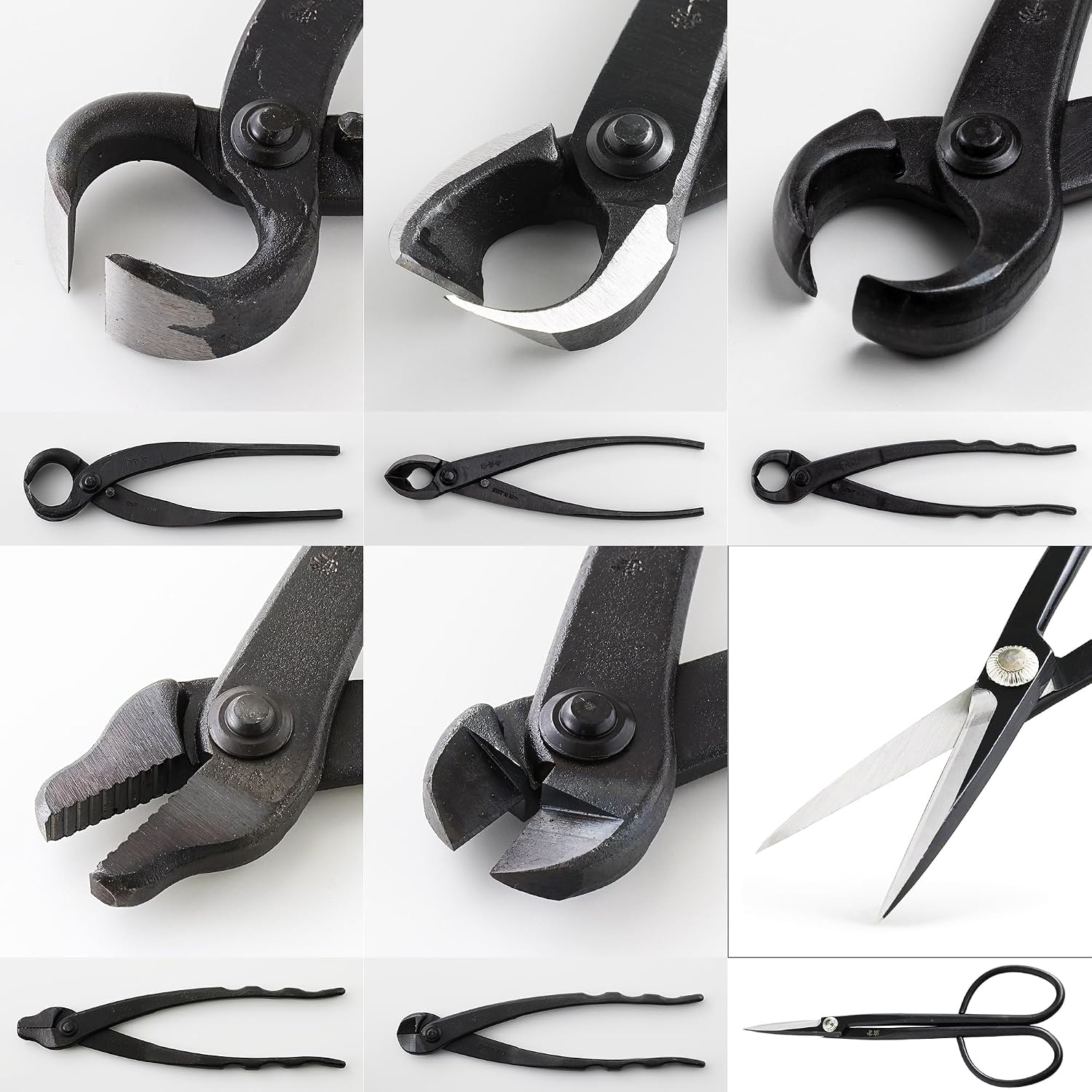 Wazakura Made in Japan 6PCS Bonsai Professional Tool Kit with Roll Bag: Yasugi Steel Twig Scissor, Concave Branch