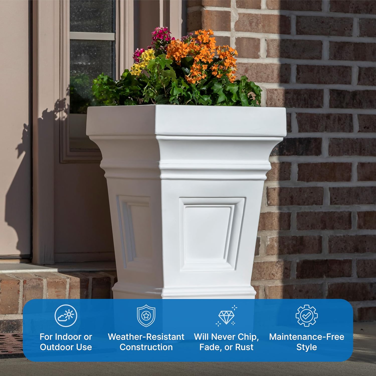 Step2 Atherton Square Planter, Large Planters for Outdoor Plants, Gardening and Flower Pot for Patio or Porch