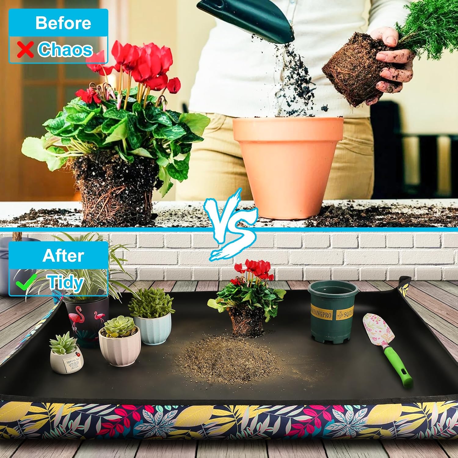 2PCS 43.5"x 29.5" Extra Large Repotting Mat for Indoor Plants Transplanting and Mess Control Gardening Gifts for Women