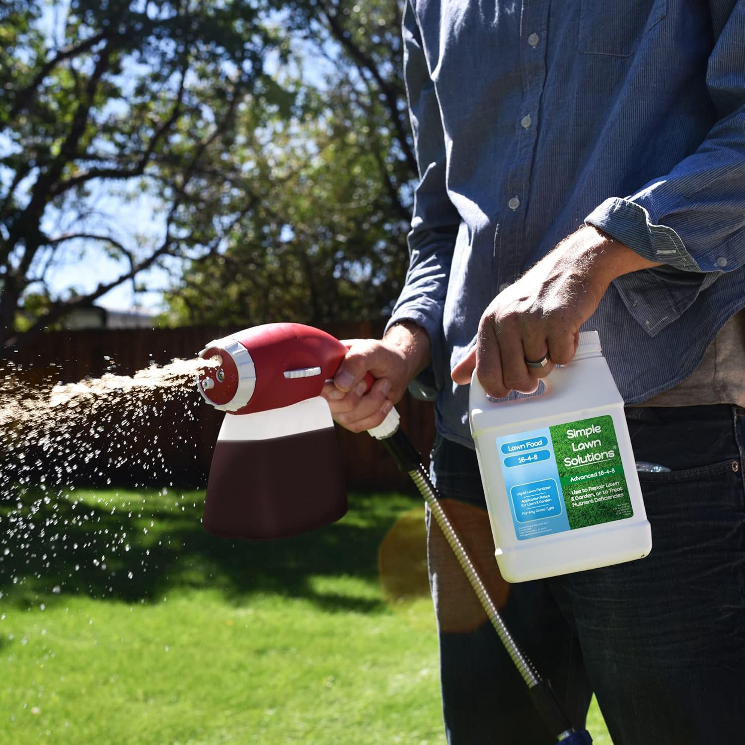 Advanced 16-4-8 Lawn Fertilizer - Liquid Lawn Food Spring & Summer Concentrated Spray - Any Grass Type- Fish and