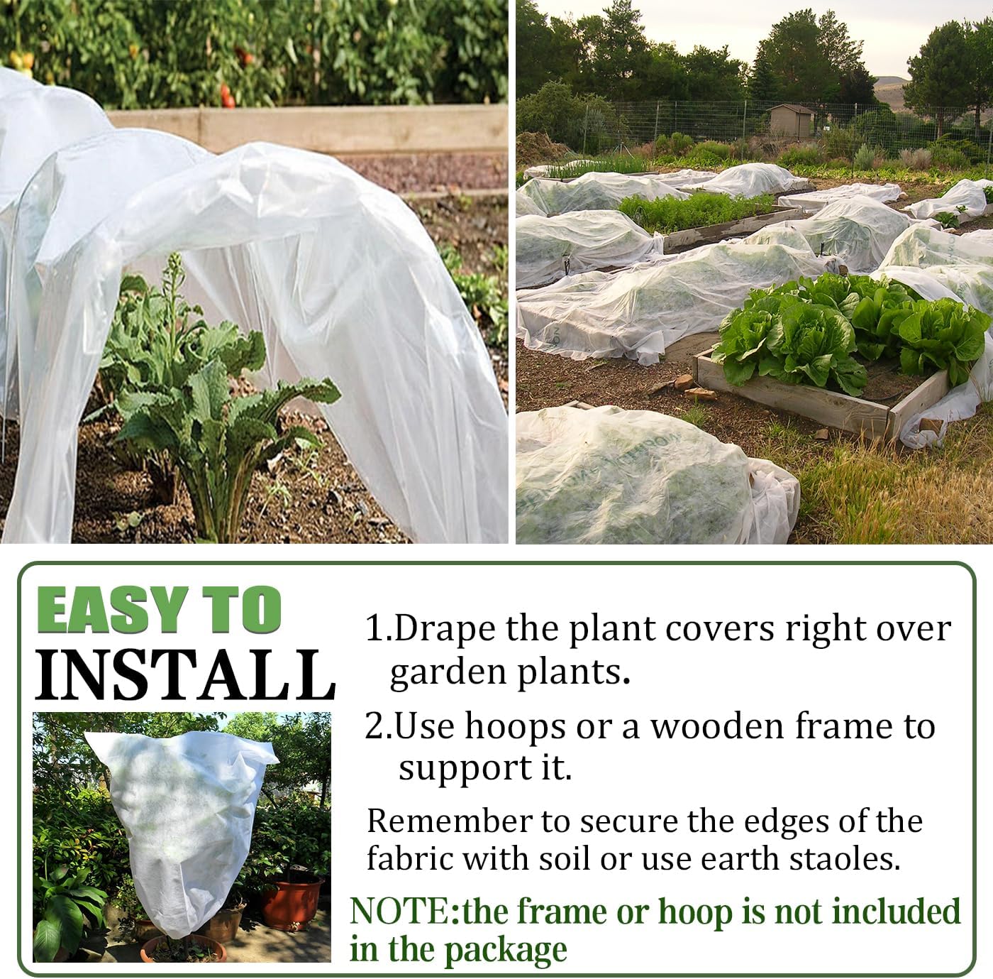 Plant Covers Freeze Protection,10 x 50 Ft Floating Row Cover | Thick Frost Cloth for Outdoor Plants, Winter Plant
