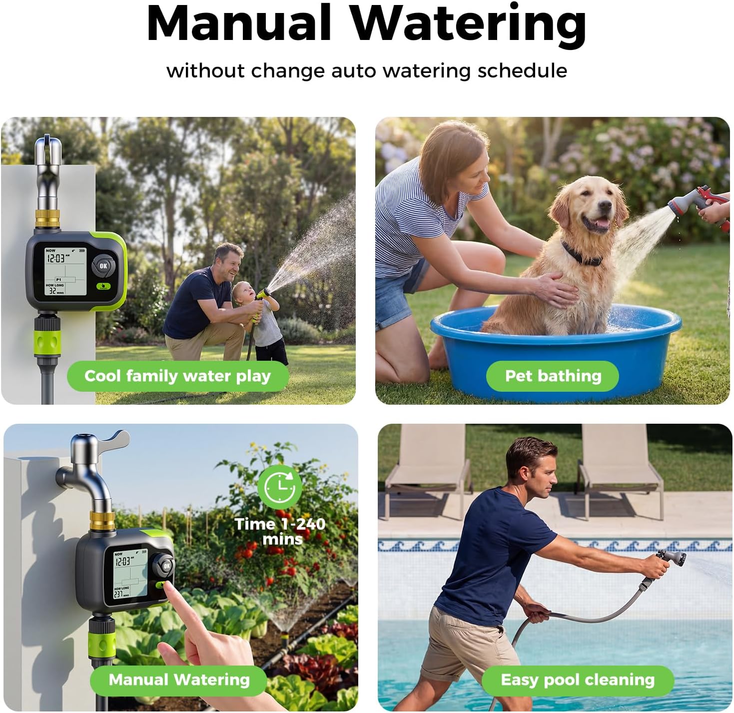 Sprinkler Timer, Watering Timer for Garden Hose, Programmable Hose Faucet Timers w/Rain Delay, Outdoor Soaker
