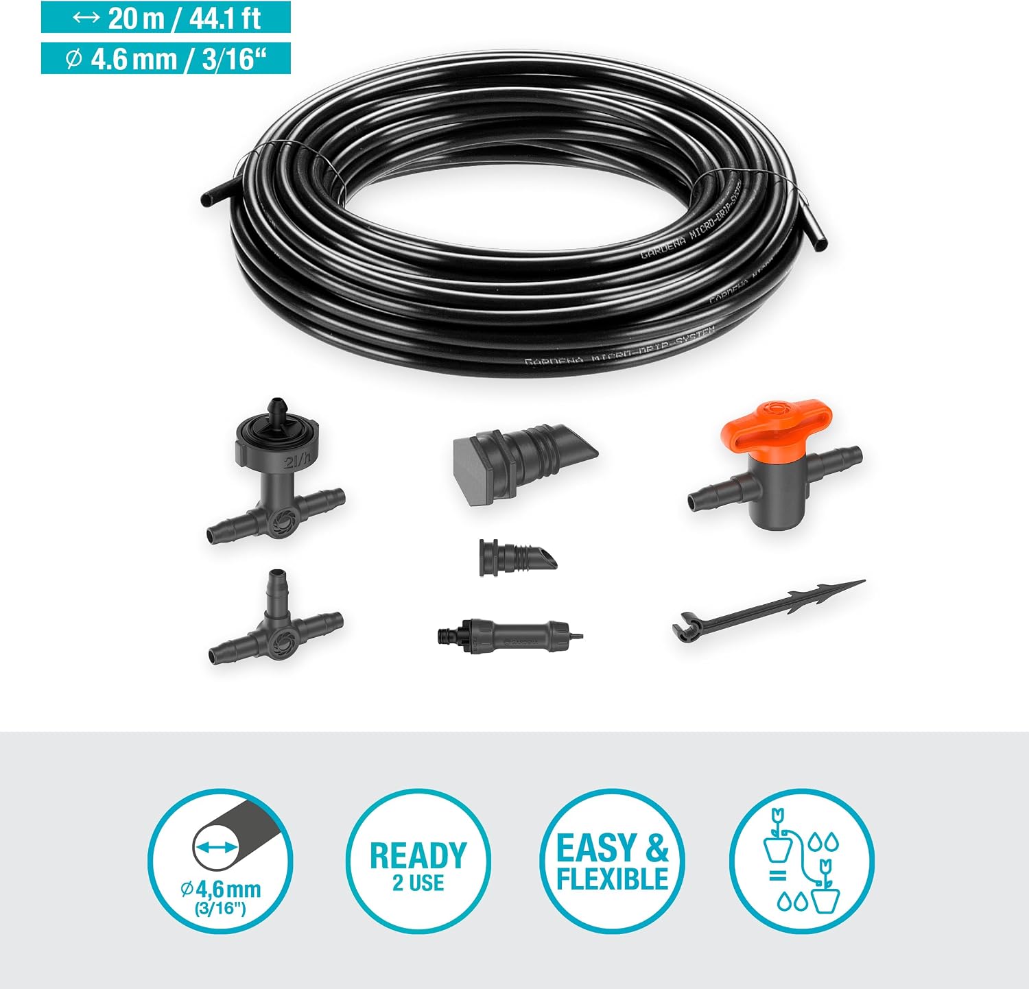 Gardena 13401-20 Micro Drip Sprinkler System for Balcony (15 Strains) Starter Set