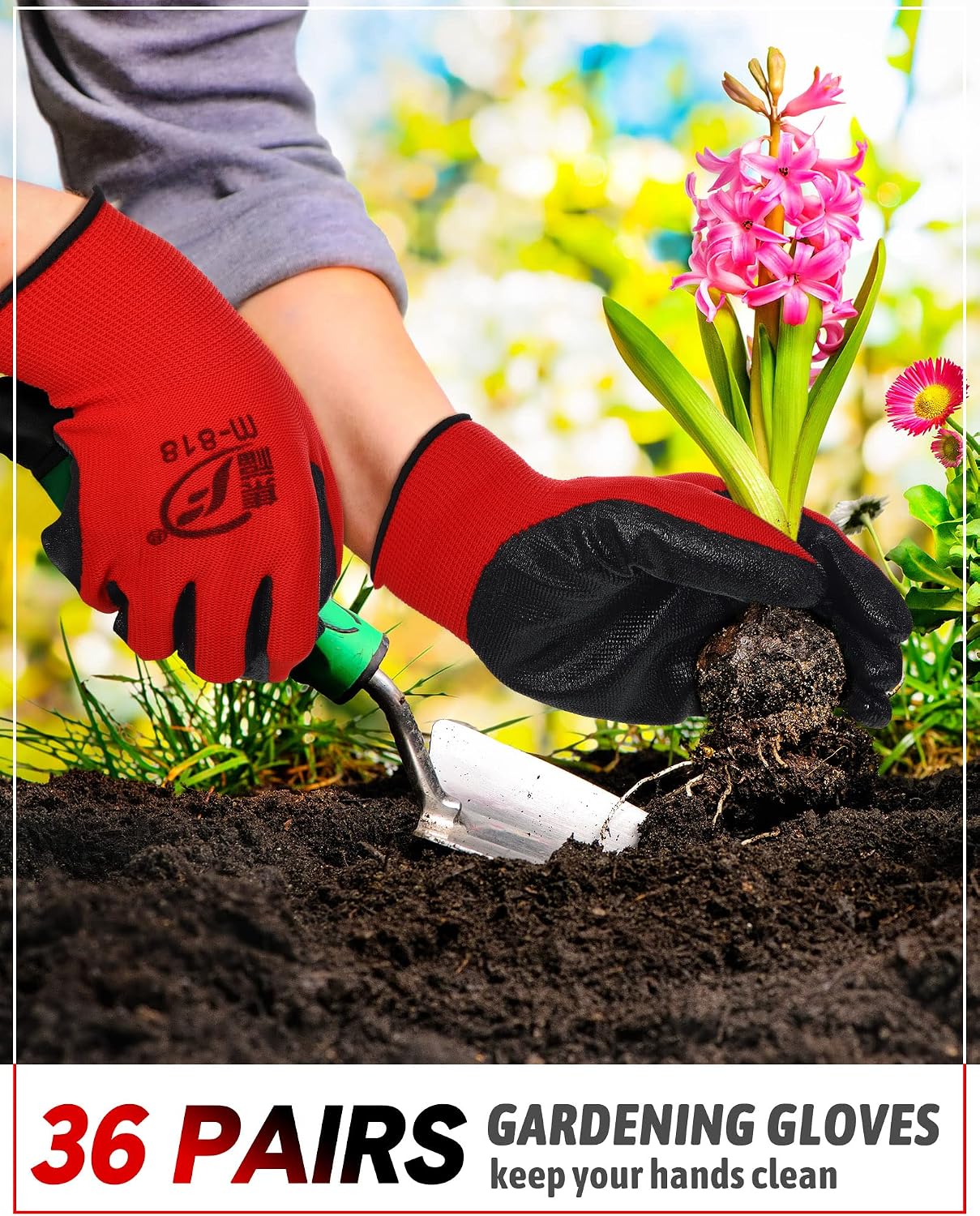 Honeydak 36 Pairs Garden Gloves Bulk for Men Women | Heavy Duty Work Gloves, Breathable Rubber Coated, Durable