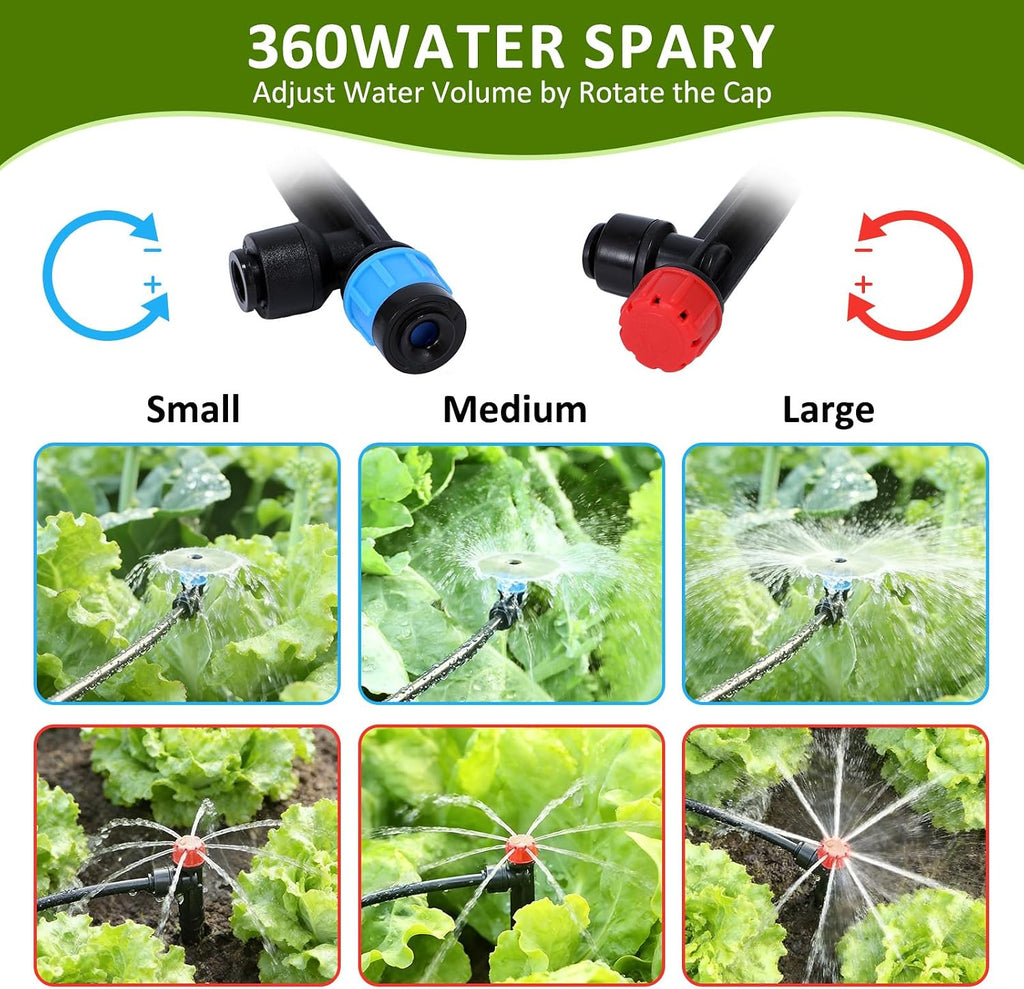 300FT Drip Irrigation System Kit, Automatic Garden Watering Misting System with 70FT1/2 inch Hose 230FT 1/4 inch