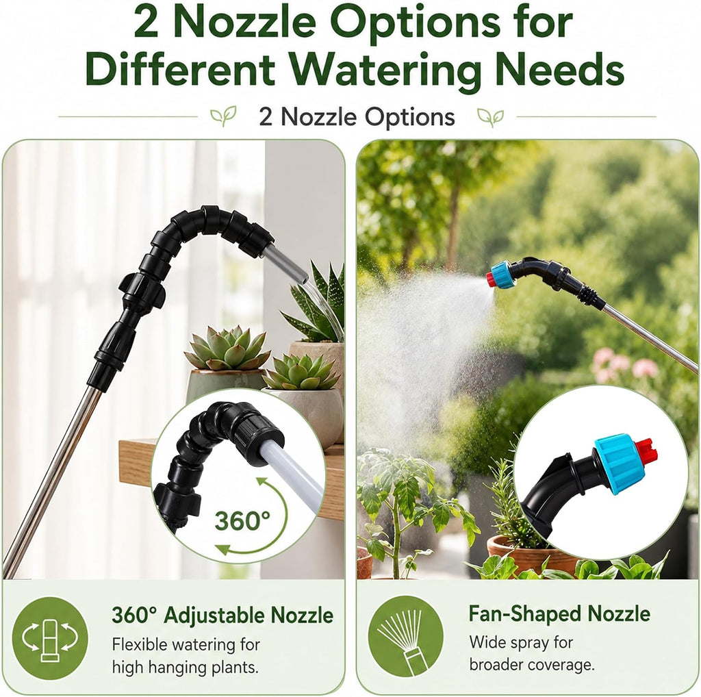 Electric High Reach Plant Waterer with Foldable Bucket, Telescoping Wand | Foldable Bucket, Long Intake Hose - Portable