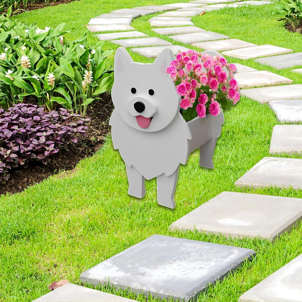 Samoan Dog Planter Pots, Animal Shaped Flower Pot | Cute Plant Gift for Women and Pet Lovers, Indoor Outdoor Garden