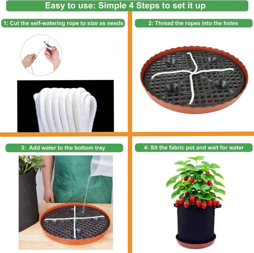 ORIMERC 4 Pack Grow Bags 5 Gallon for Growing Strawberry Tomato Self Watering Planter Fabric Plant Grow Bag Come with