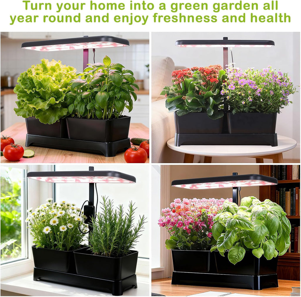 Indoor Herb Garden with Grow Light & Pots, Full Spectrum LED Planter for Kitchen Herbs & Houseplants, Height Adjustable