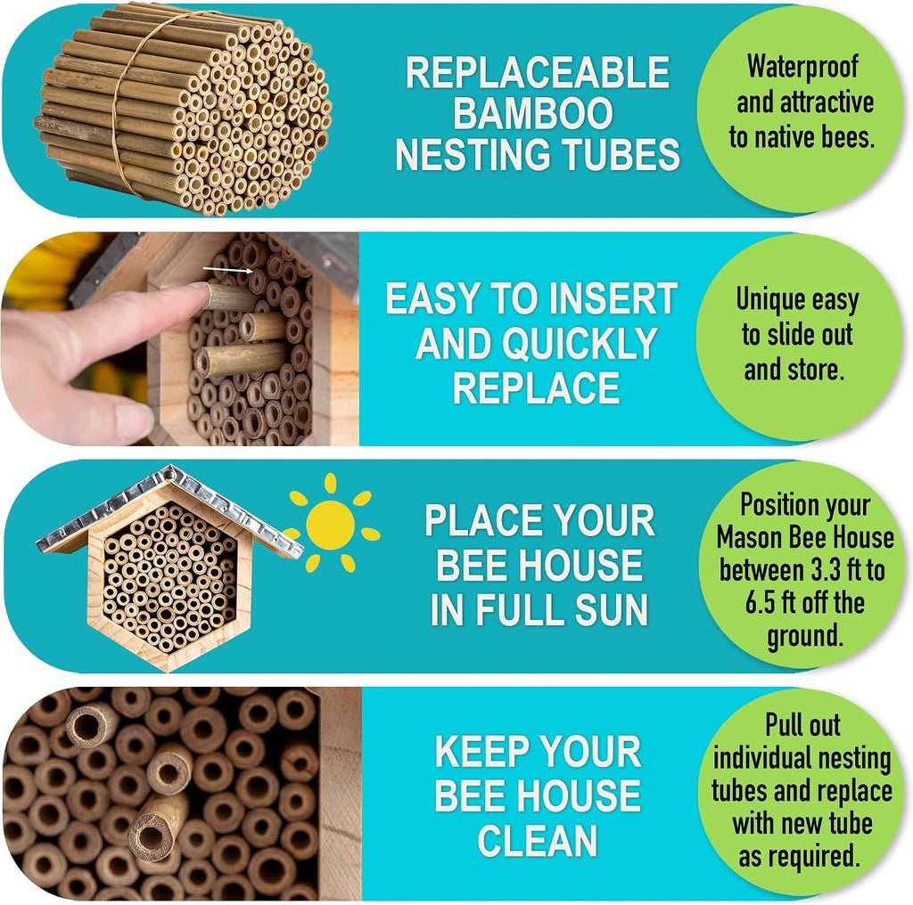 Rivajam 125 Bamboo Sticks for Crafts Supplies | Bamboo Craft Sticks & Mason Bee Tubes for Mason Bee House | Bamboo Reed