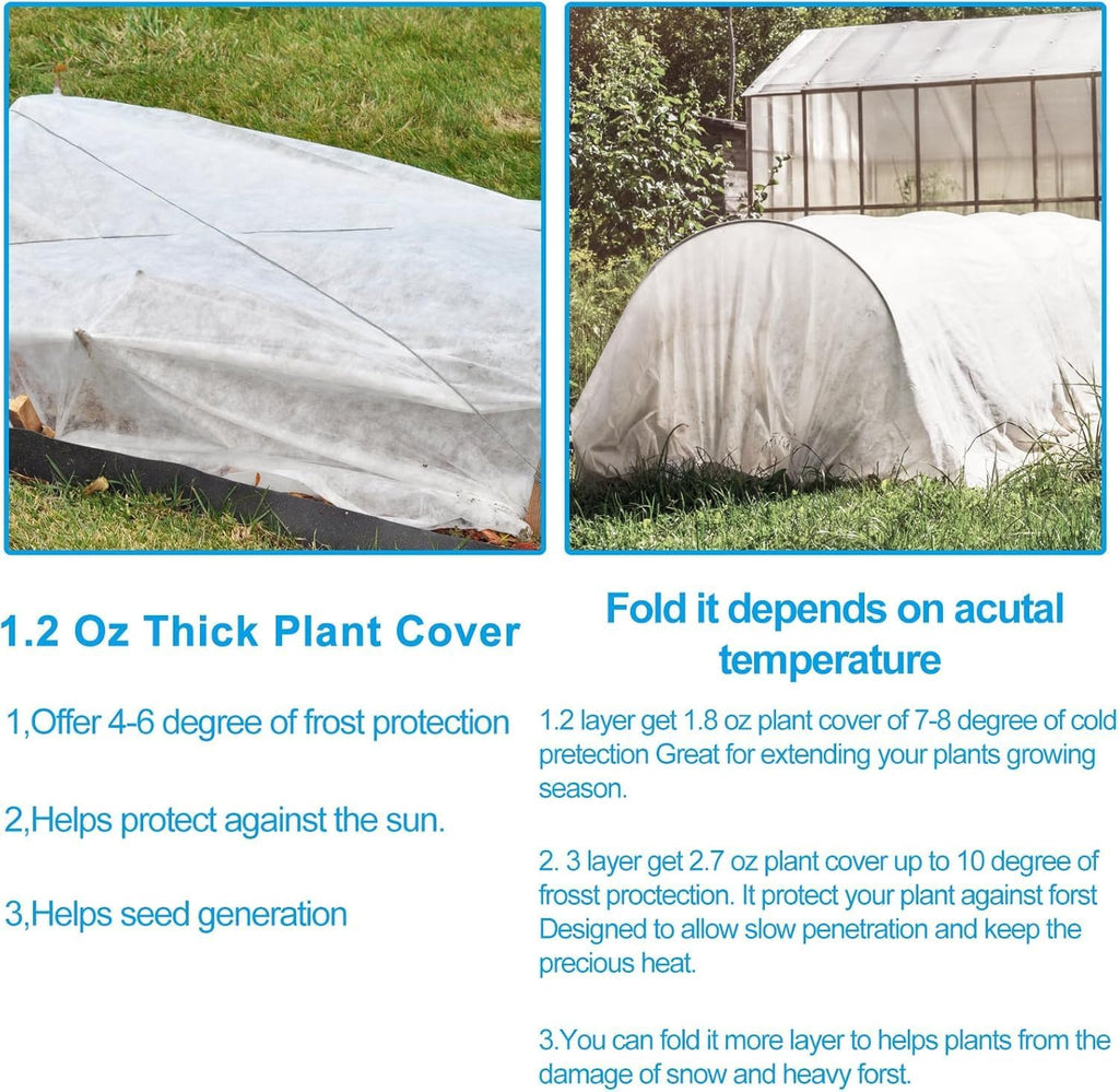 NONMON 2 Pack Plant Covers Freeze Protection 10 x 30FT 1.2oz Frost Cloths | 2.2oz Trees Covers Frost Blanket Plant