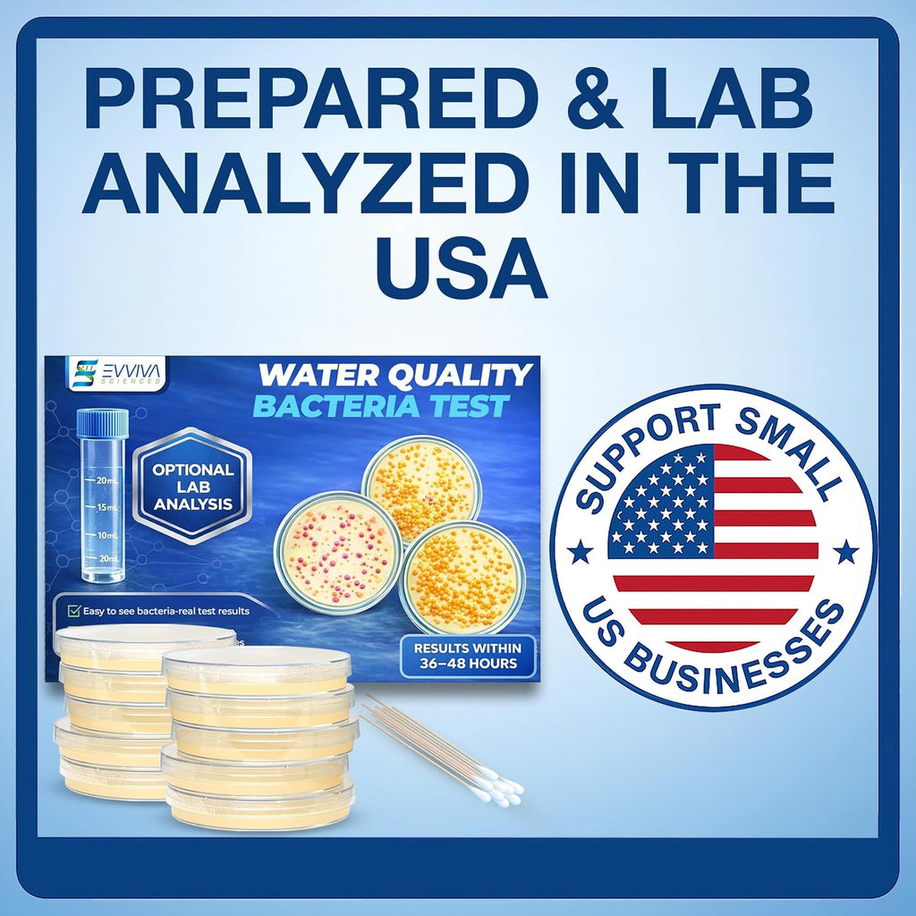 Evviva Sciences Water Bacteria Test Kit – 10 Tests for Total Bacteria, coliforms & E. coli. Lab-Ready agar Plates for